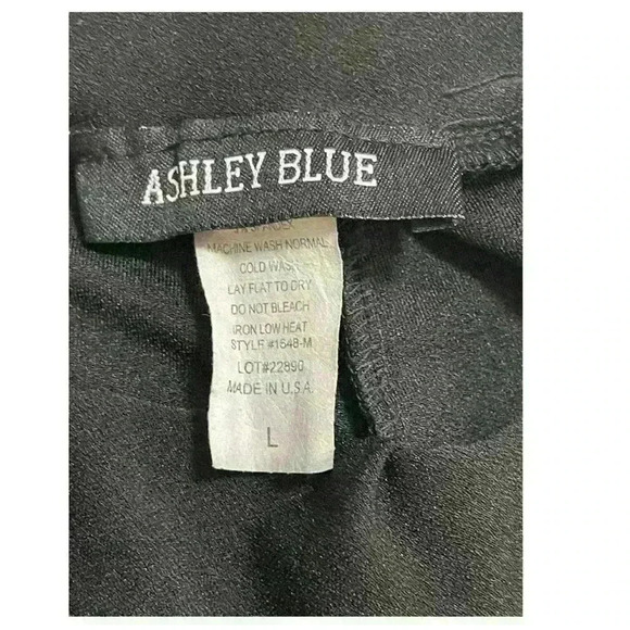 Ashley Blue Women's Black Tie Waist Pull On Wide Leg Pants Size L - Picture 7 of 8